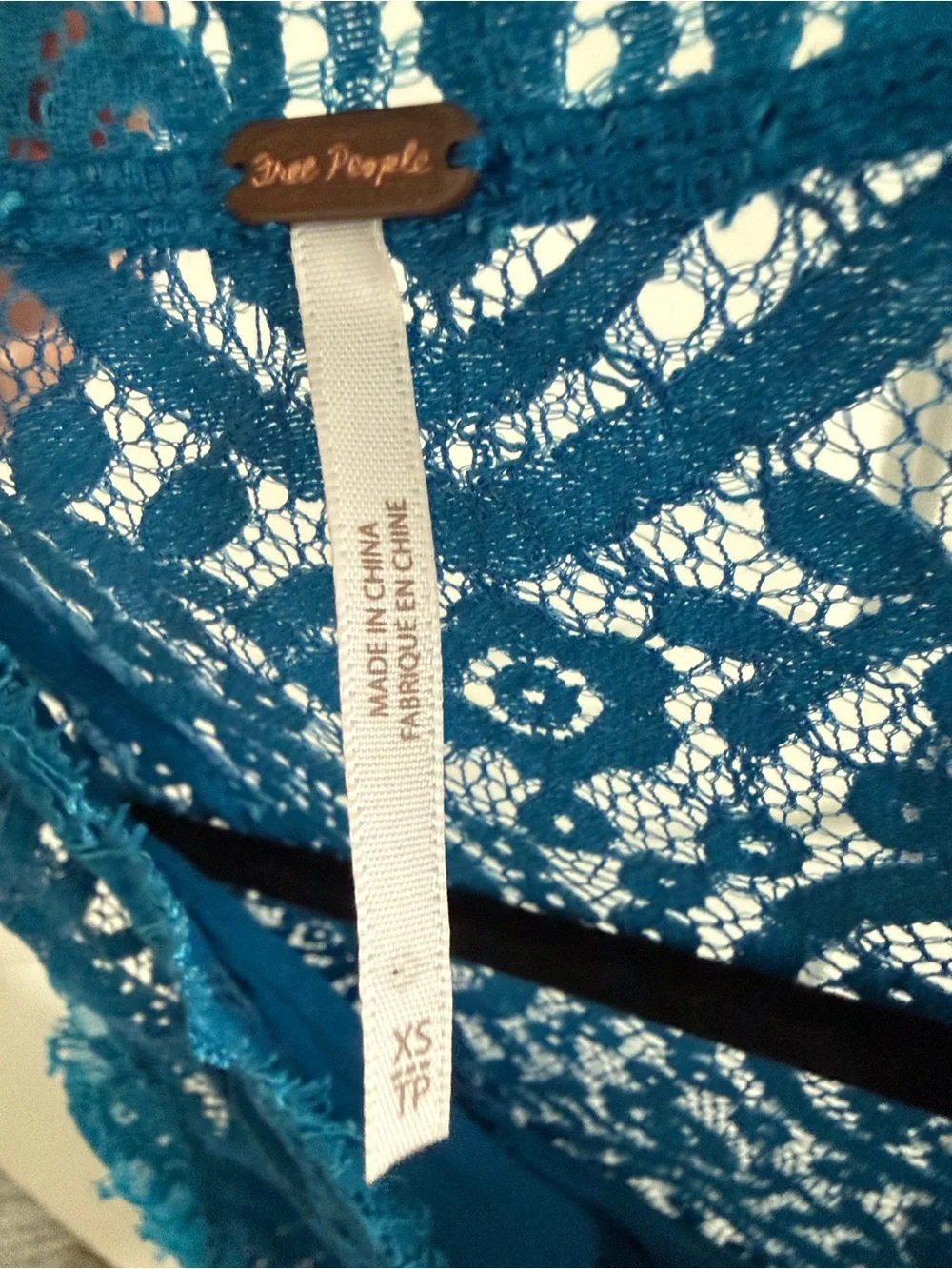 Free People Teal Blue Lace V-Neck Mini Dress